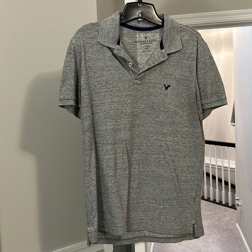 American Eagle Mens Polo Medium Short Sleeve Buttoned T-Shirt